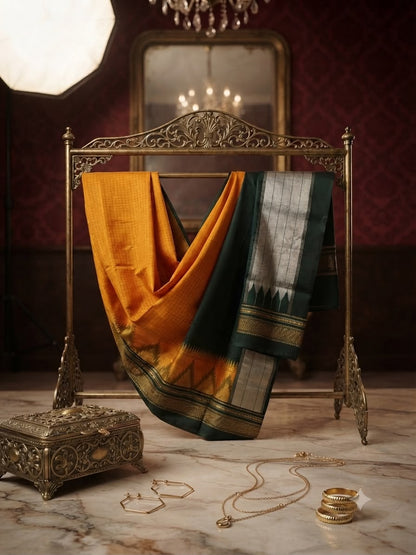 Mustard Yellow / Golden Ochre Ilkal Saree
